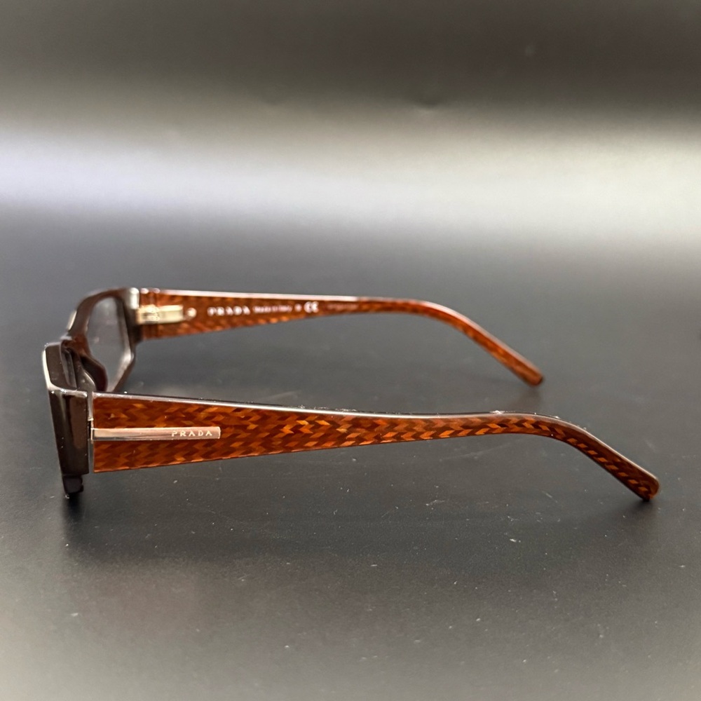 PRADA VPR 03H 7BP-101 Honey Brown Chevron 51-16-135 Rectangular Eyeglass Frame - Picture 3 of 14